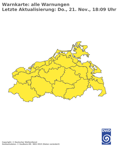 Aktuelle Wetterwarnungen für  Vorpommern-Rügen - Insel Rügen